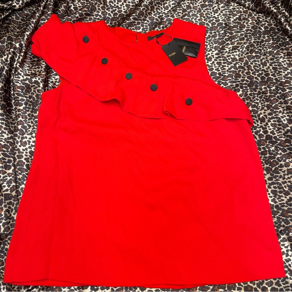 Maje Lorena Asymmetrical Ruffle Top